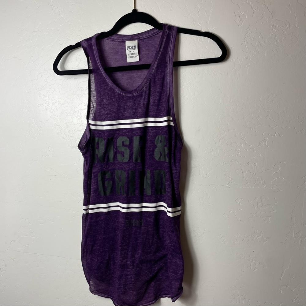 Victoria’s secret pink Women’s Burnout Tank Top Rise & Grind Size XS Purple